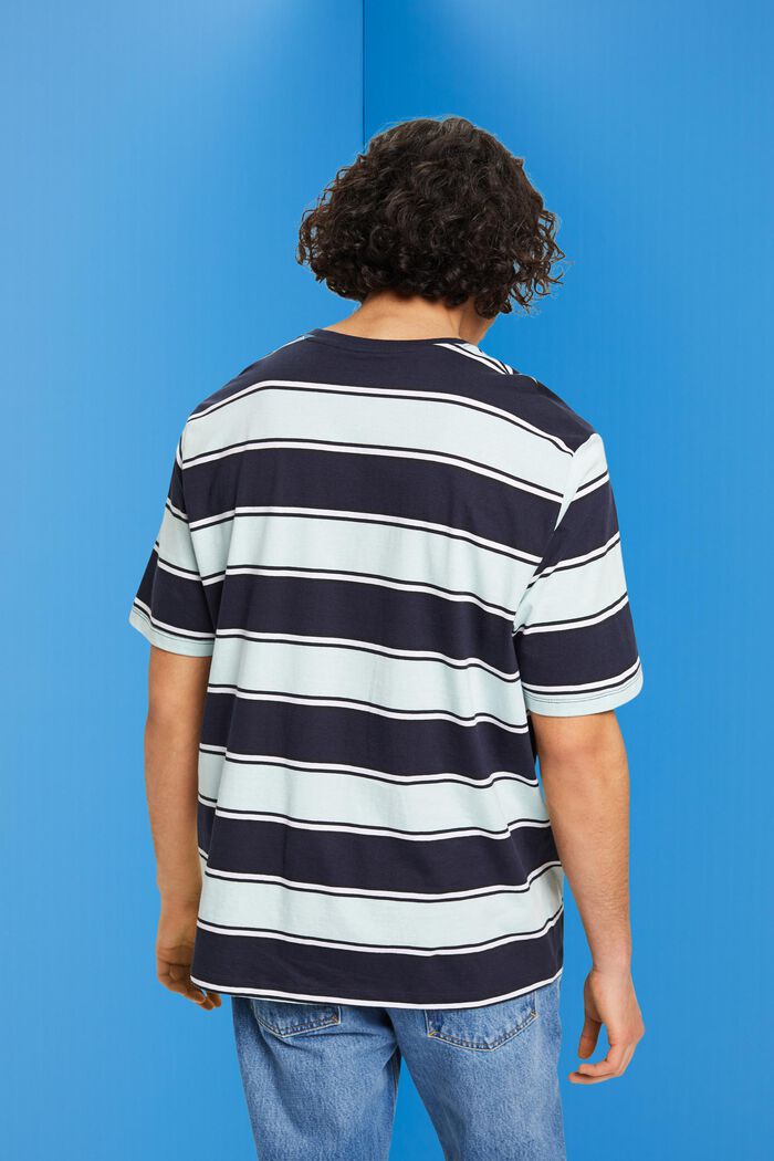 Camiseta con diseño a rayas de algodón sostenible, NAVY, detail image number 3