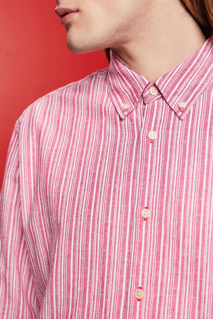 Camiseta de rayas con lino, DARK PINK, detail image number 2