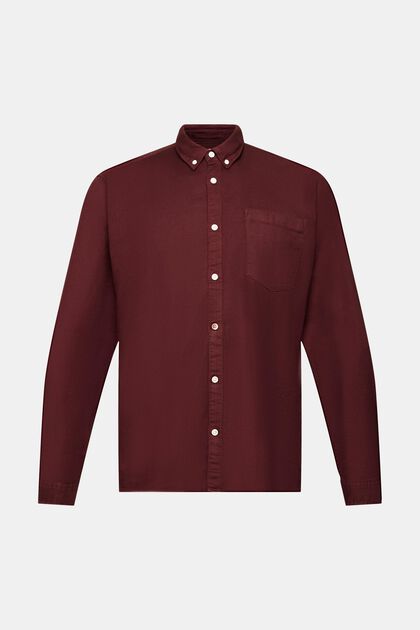 Camisa de algodón con botones, BORDEAUX RED, overview