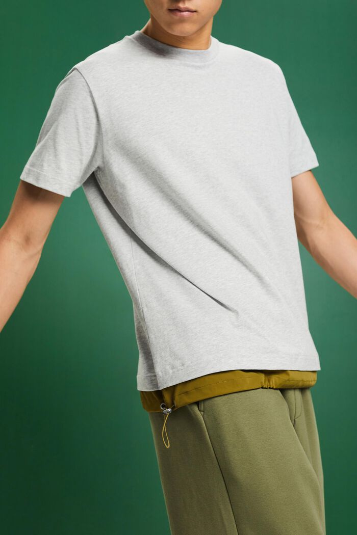Camiseta en tejido jersey de algodón con cordón, LIGHT GREY, detail image number 1
