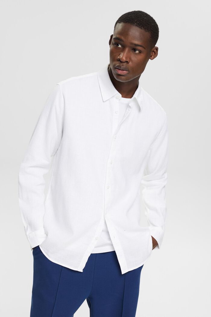 Camisa tejido dobby, WHITE, detail image number 0