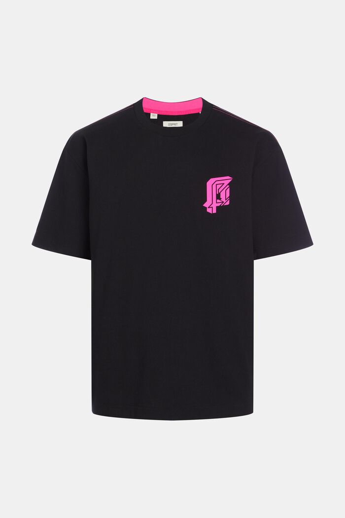Camiseta de corte holgado con estampado neón, BLACK, detail image number 5