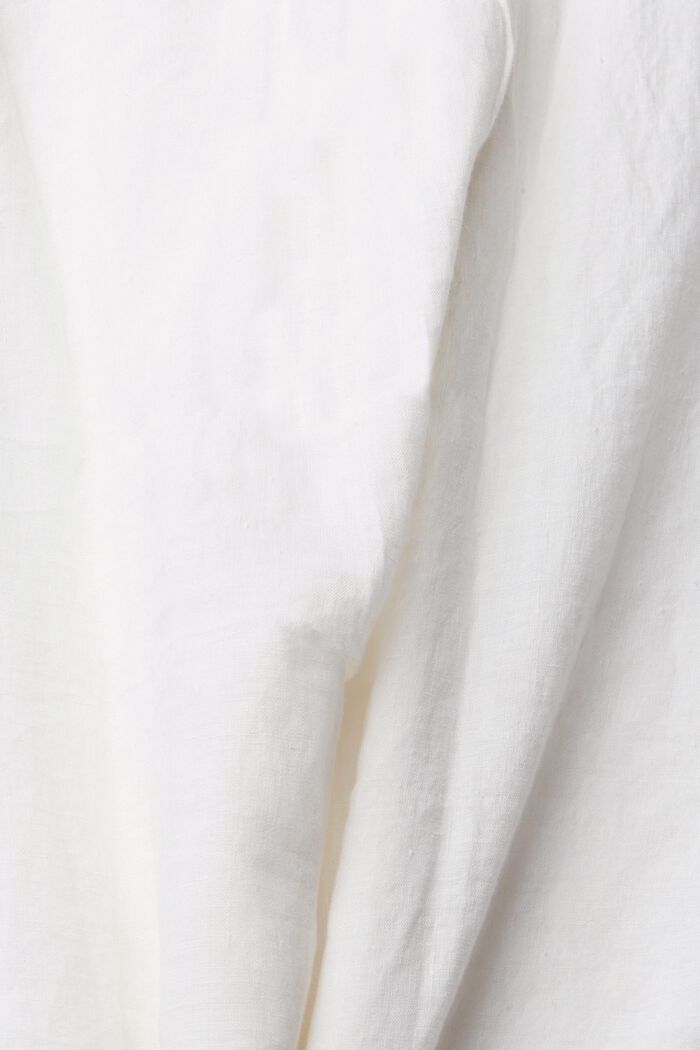 Camisa con cuello mao en 100 % lino, WHITE, detail image number 4