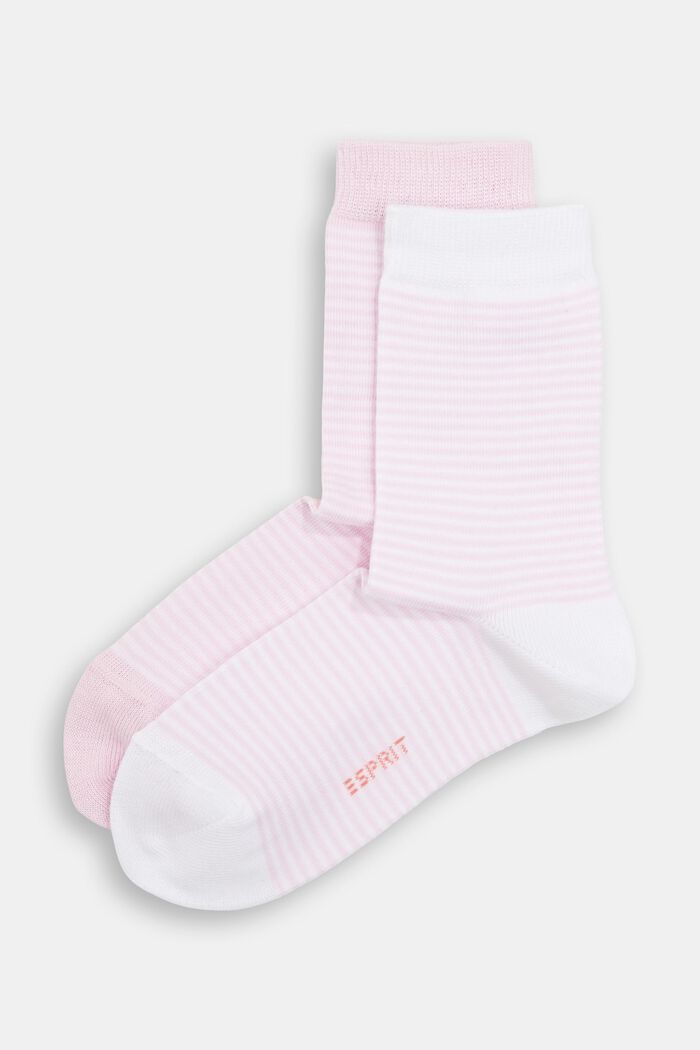 Pack de dos pares de calcetines a rayas, algodón ecológico, ROSE, detail image number 0
