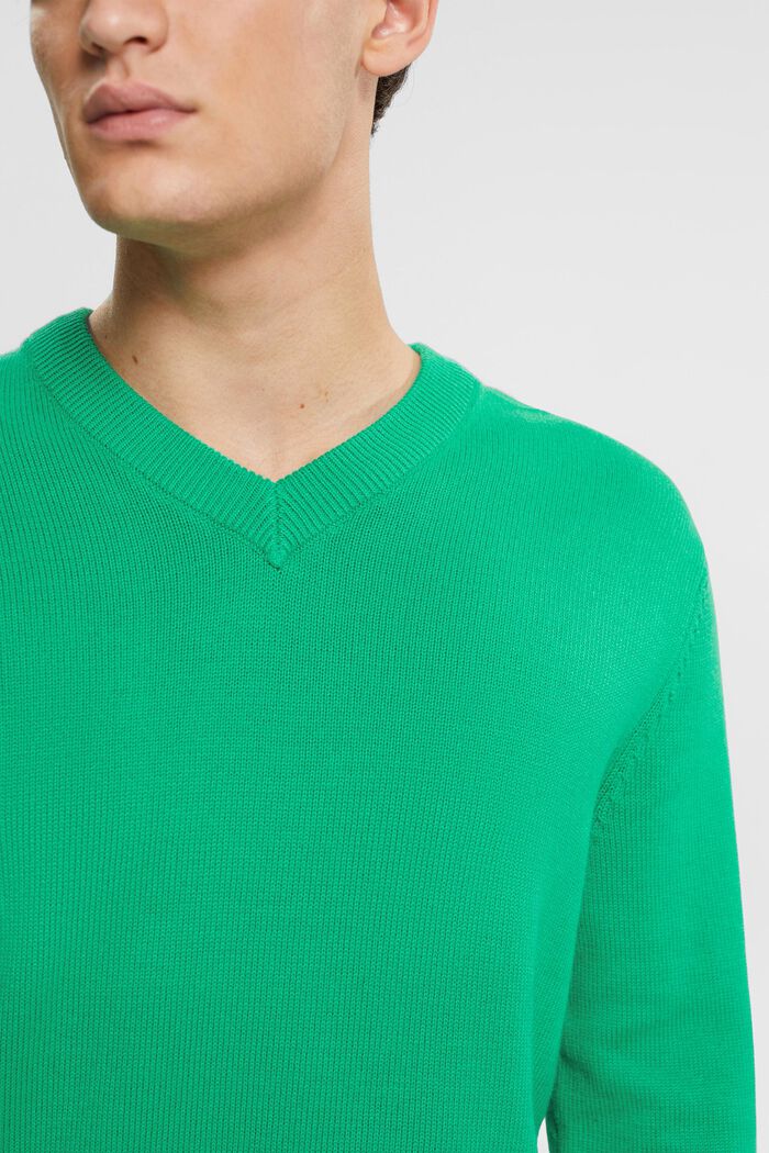 Jersey de punto con cuello en pico, LIGHT GREEN, detail image number 0