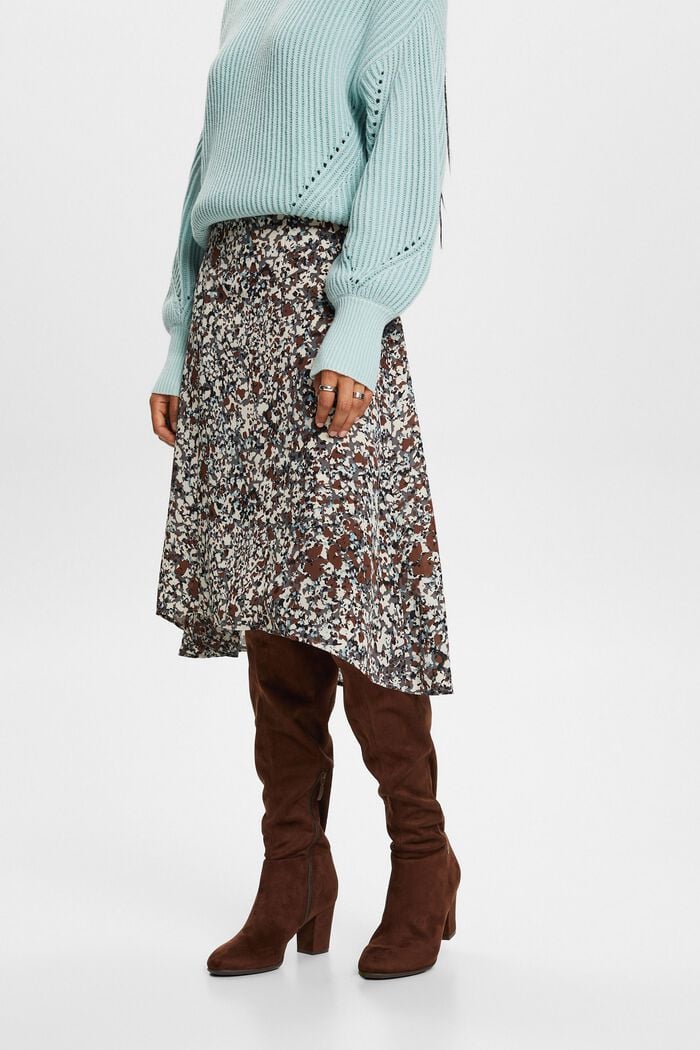 Reciclada: falda midi estampada, BROWN, detail image number 0