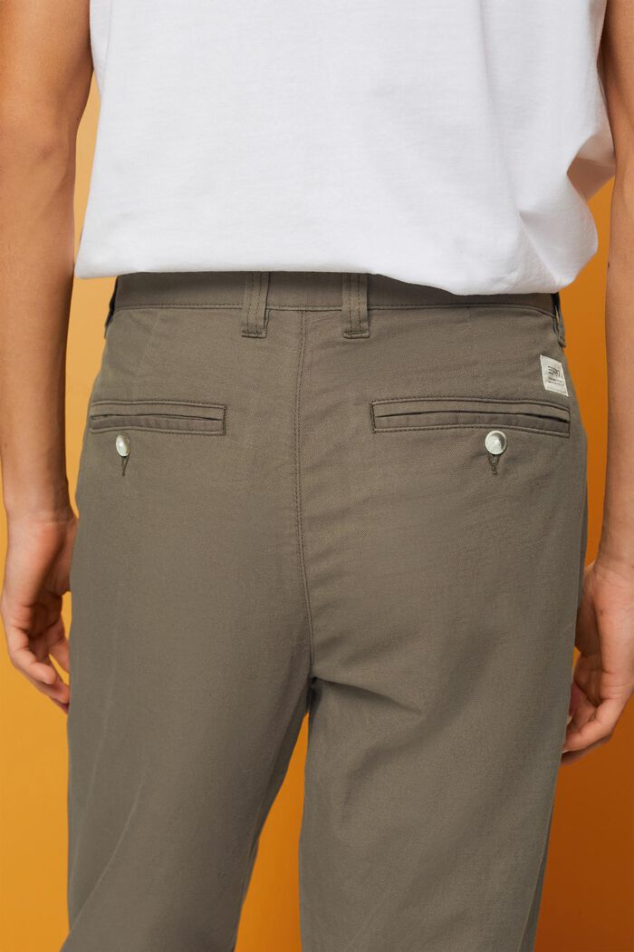 Pantalones en mezcla de algodón y lino, DUSTY GREEN, detail image number 5