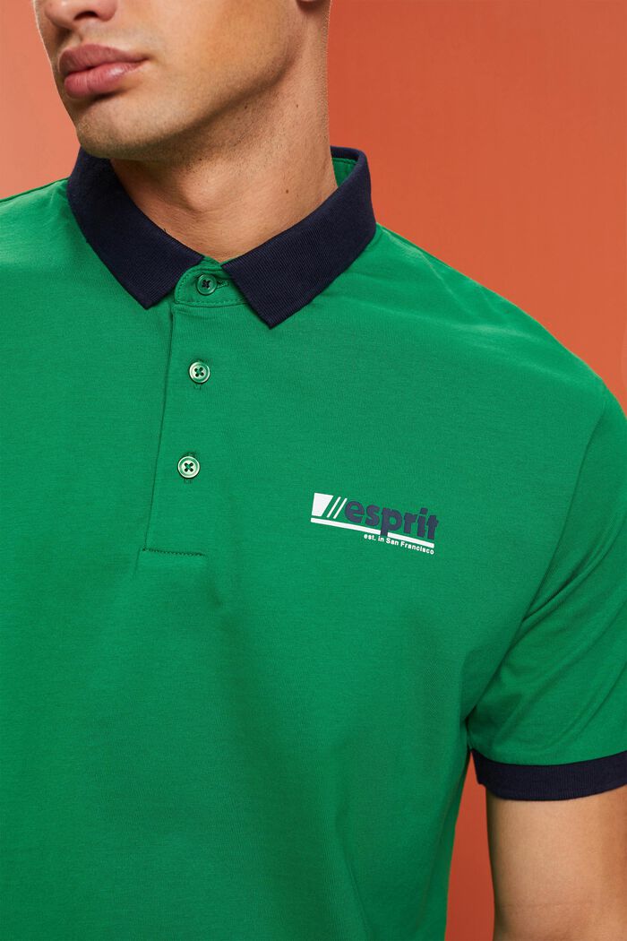 Polo de tejido jersey de algodón con logotipo, EMERALD GREEN, detail image number 2