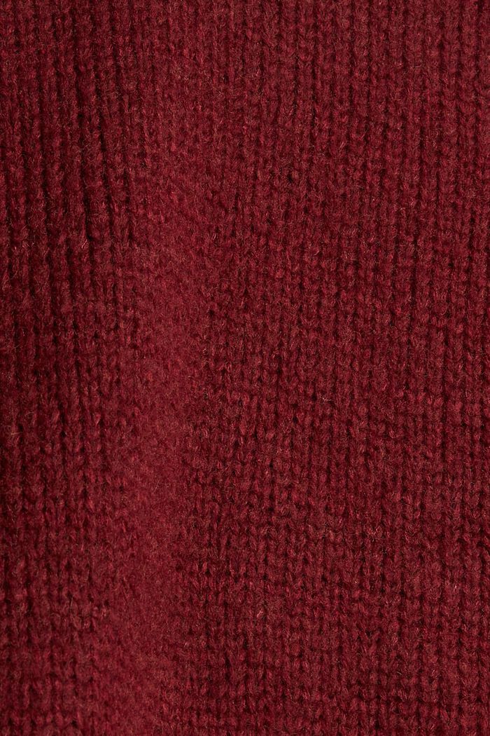 Con lana: Cárdigan con mangas abullonadas, GARNET RED, detail image number 4