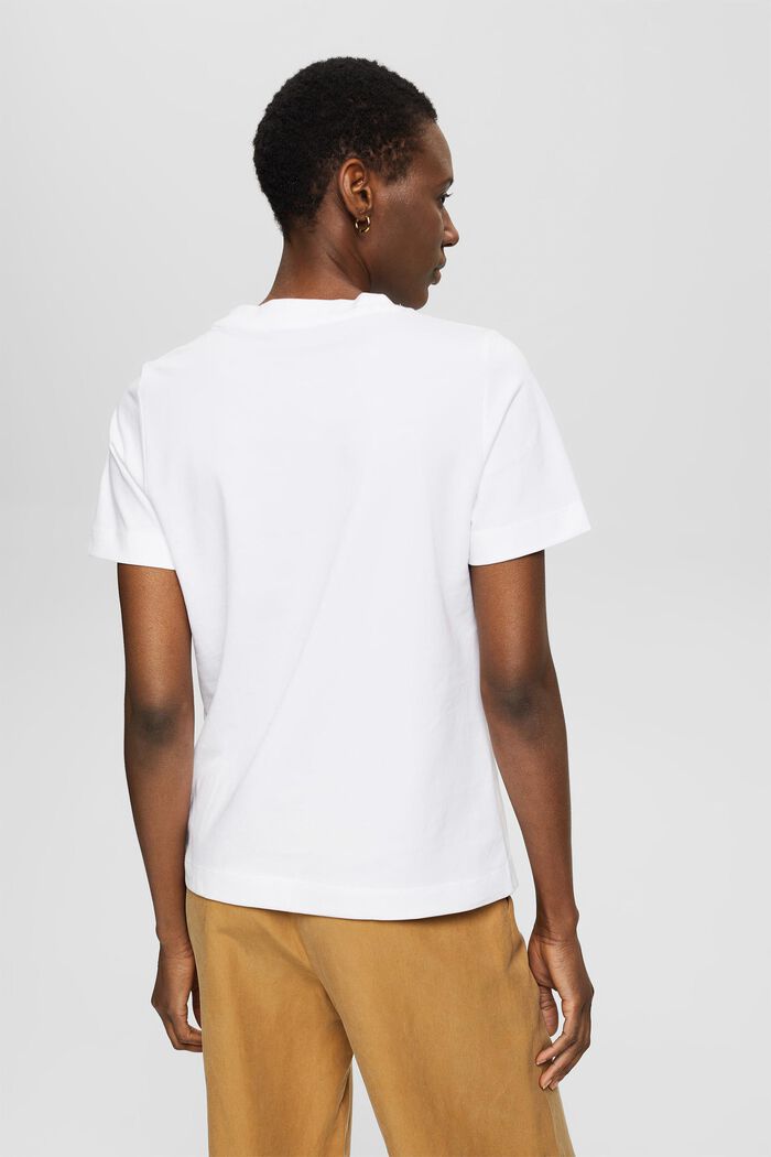 Camiseta de algodón ecológico con letras bordadas, WHITE, detail image number 3