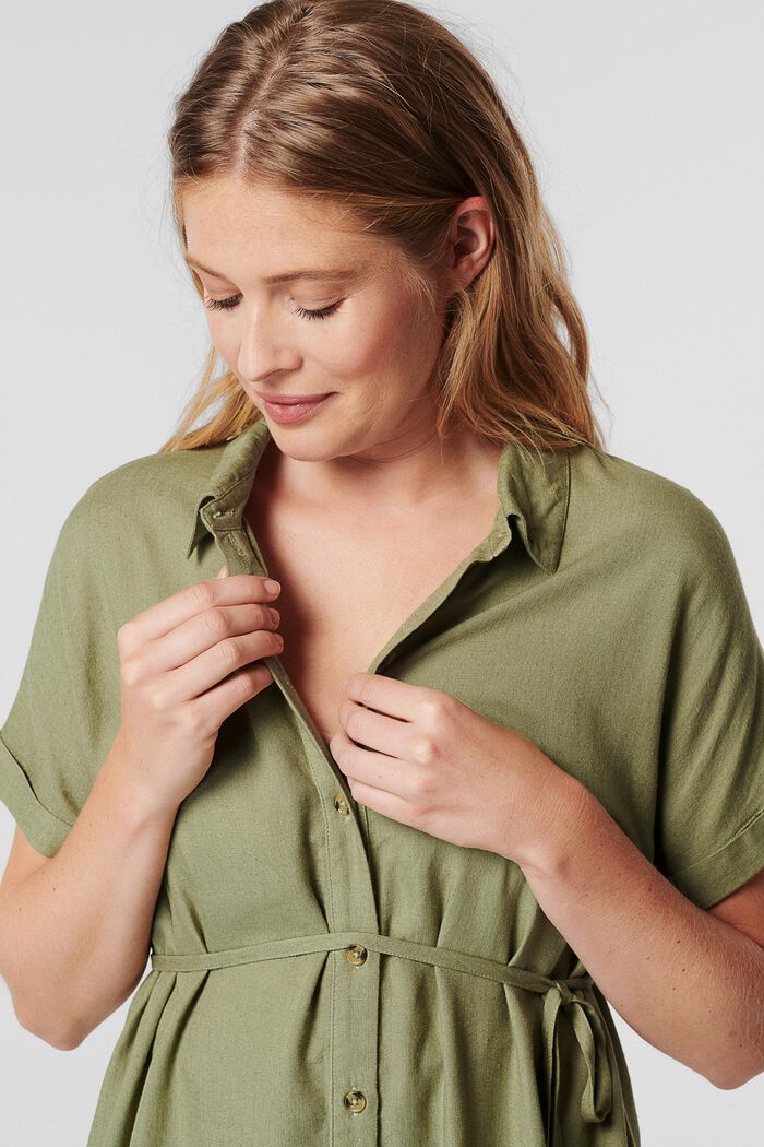 Con lino: blusa con lazada, REAL OLIVE, detail image number 2