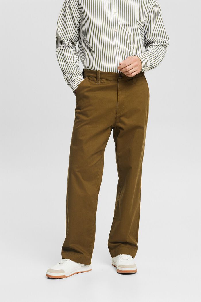Pantalón chino recto estilo vintage, KHAKI GREEN, detail image number 0