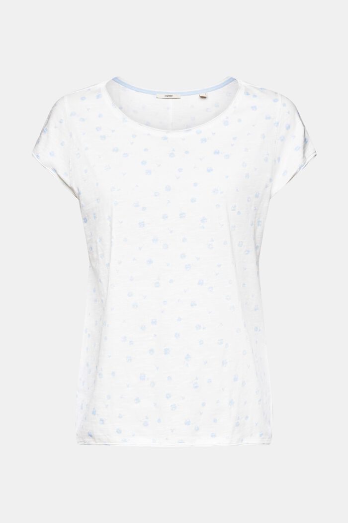 Camiseta floral con los bordes enrollados, OFF WHITE, detail image number 7