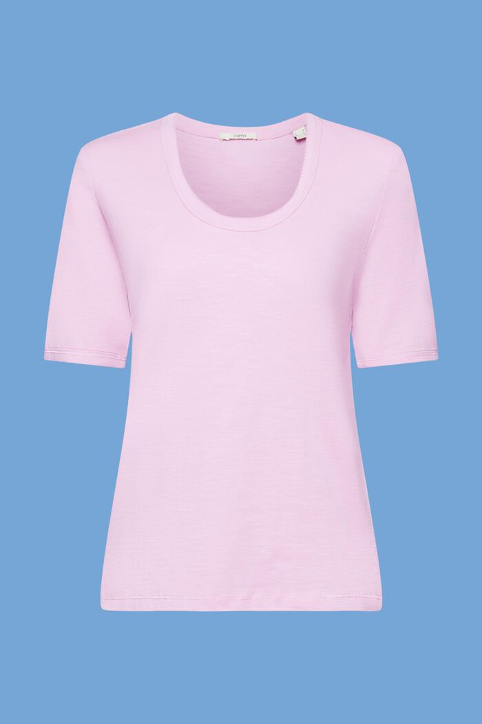 Camiseta de algodón con escote en U, LILAC, detail image number 5