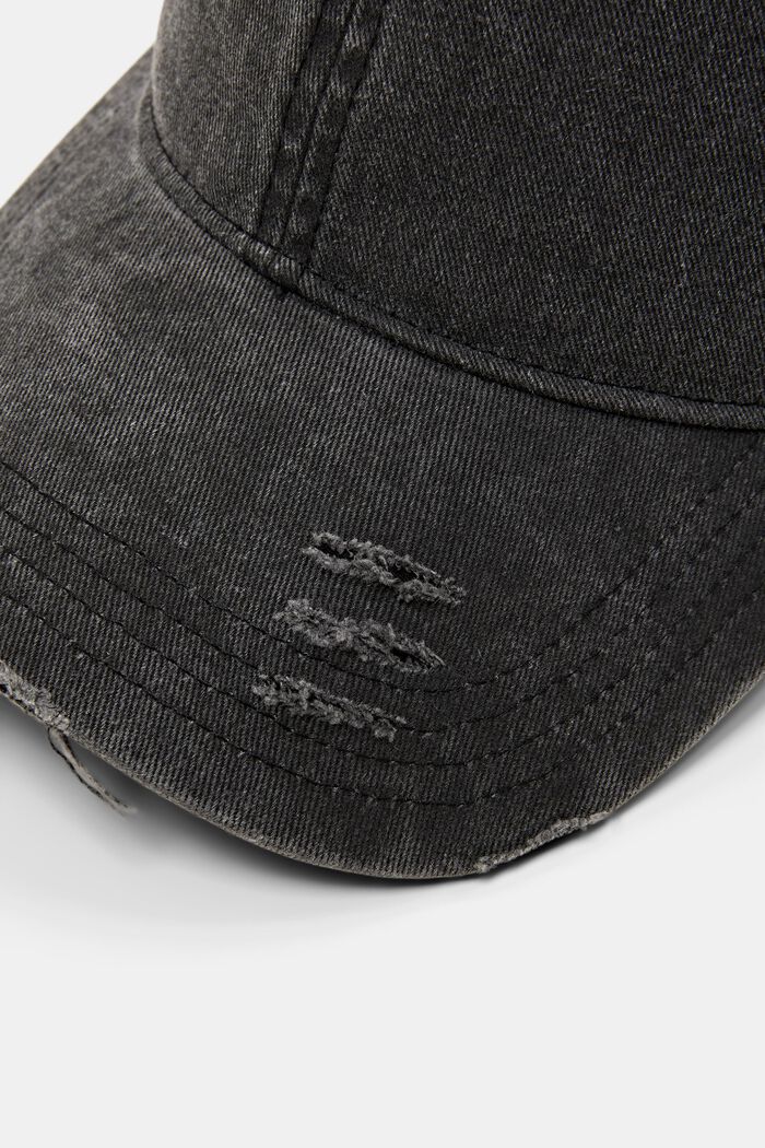 Gorra de béisbol con detalles desgastados, BLACK, detail image number 1