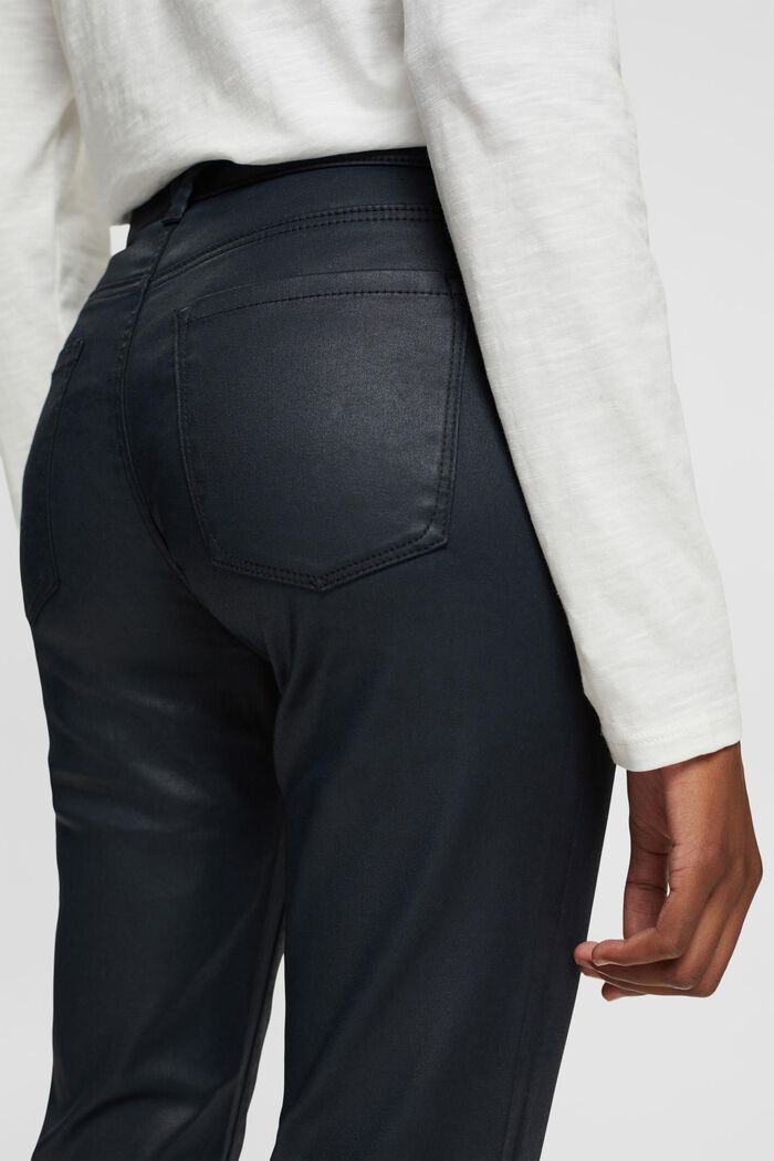 Pantalones de polipiel de tiro alto y corte ceñido, BLACK, detail image number 2