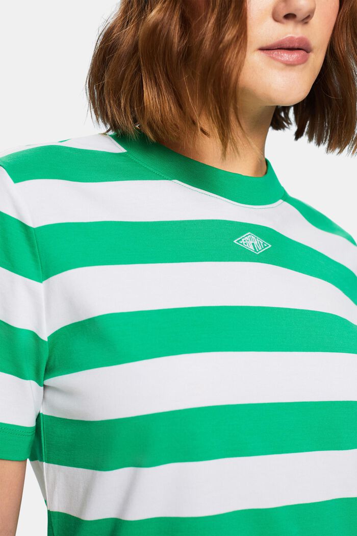 Camiseta a rayas de algodón pima con logotipo, GREEN, detail image number 3