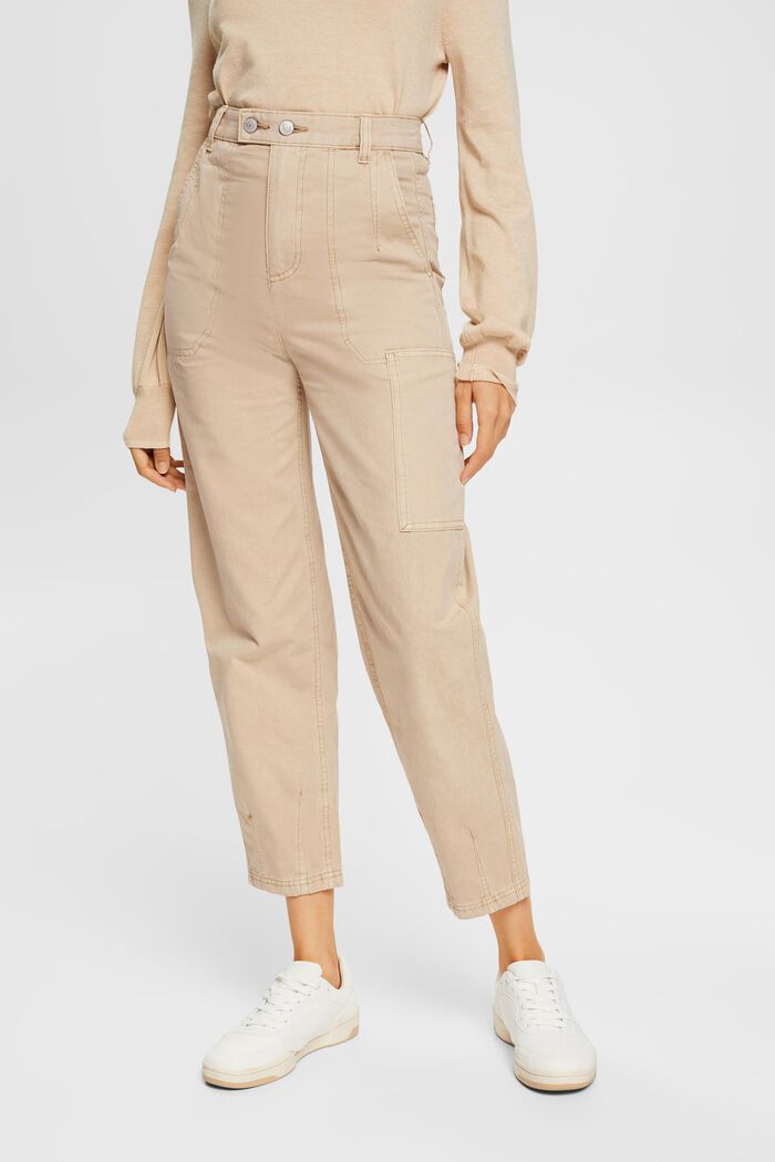 Pantalones estilo cargo, 100 % algodón, CREAM BEIGE, detail image number 1
