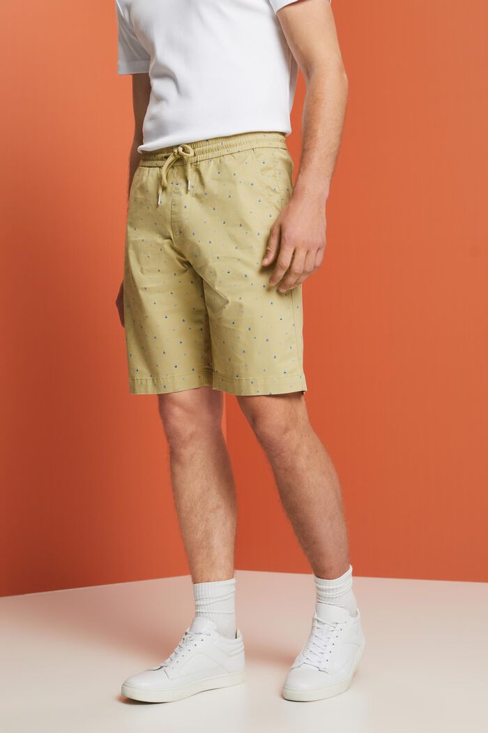 Pantalones cortos estampados sin cierre, algodón elástico, PASTEL GREEN, detail image number 0