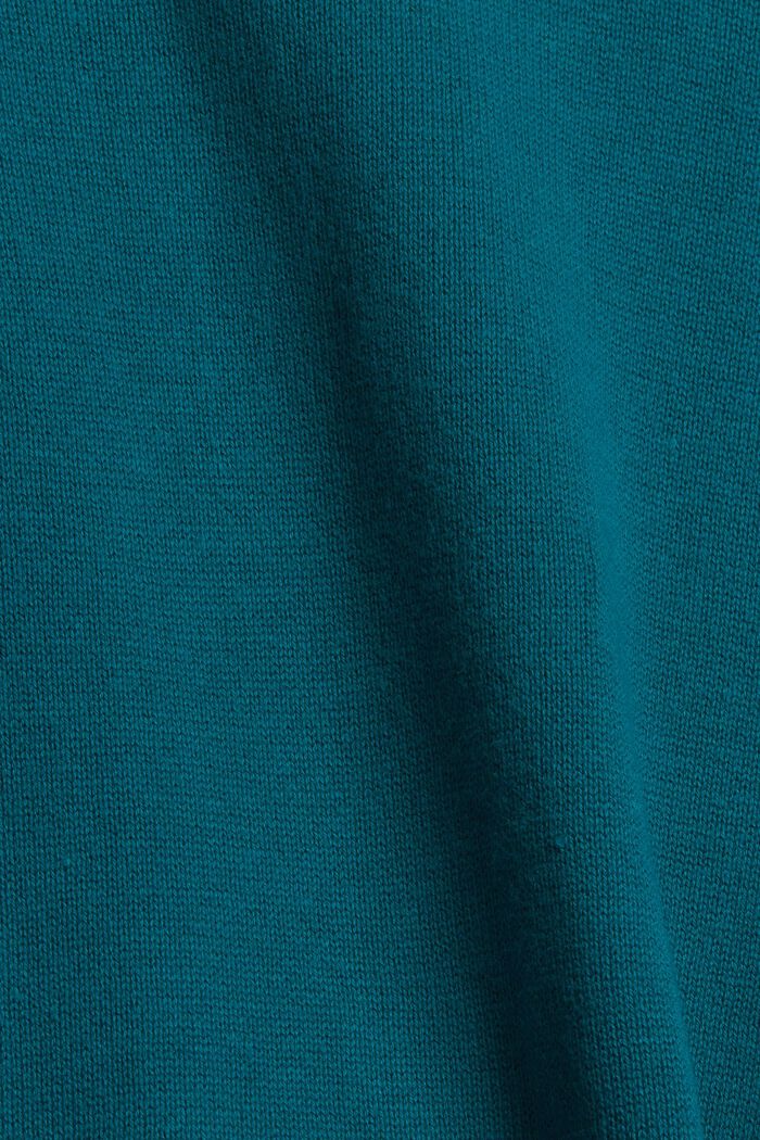Vestido básico de punto en una mezcla de algodón ecológico, EMERALD GREEN, detail image number 1