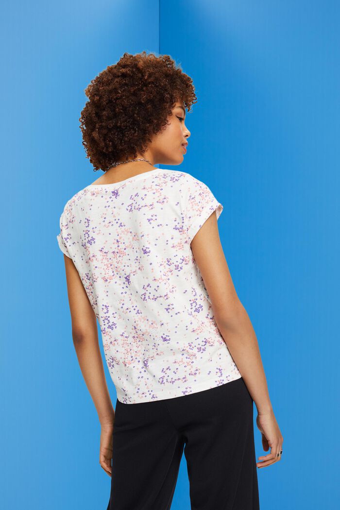 Camiseta de algodón con estampado floral, OFF WHITE, detail image number 3