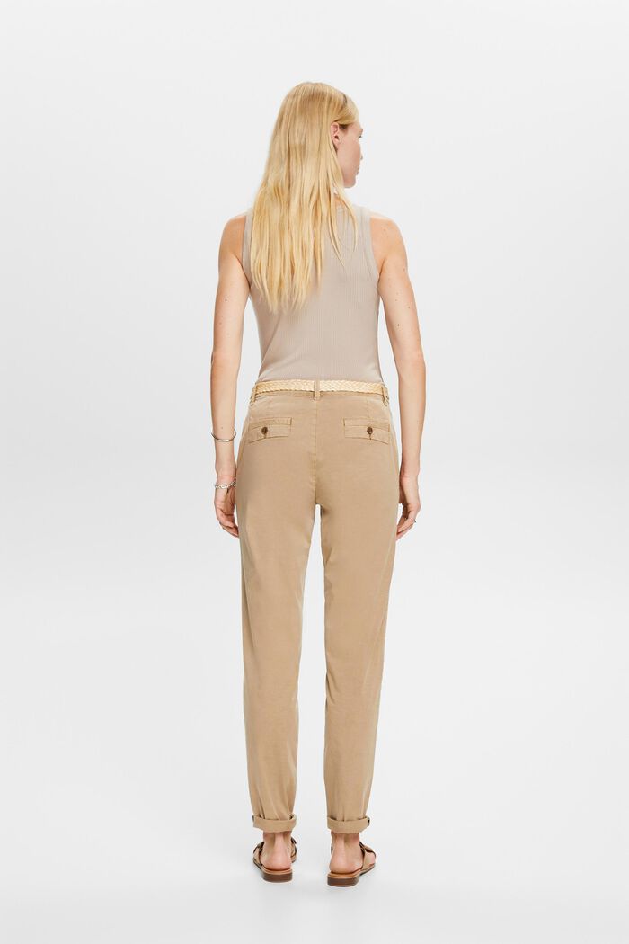 Pantalones chinos con cinturón, TAUPE, detail image number 1