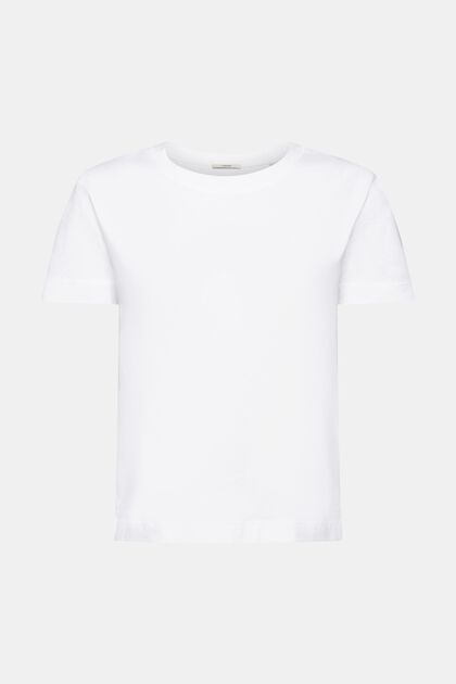 Camiseta de algodón con cuello redondo, WHITE, overview