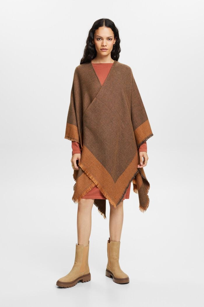Poncho abierto con diseño reversible, CARAMEL, detail image number 4
