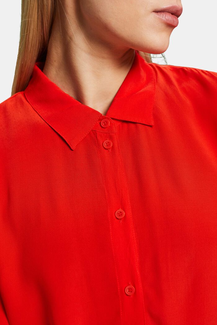 Blusa camisera de crepé, RED, detail image number 3