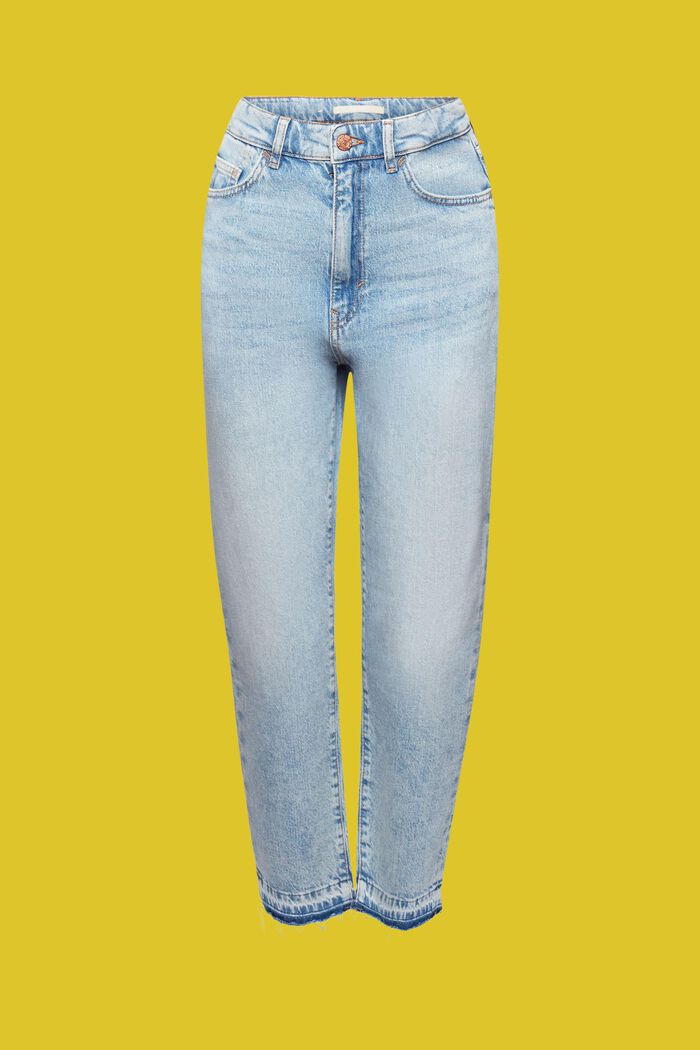 Jeans high-rise estilo años 90 con bajos desflecados, BLUE MEDIUM WASHED, detail image number 6