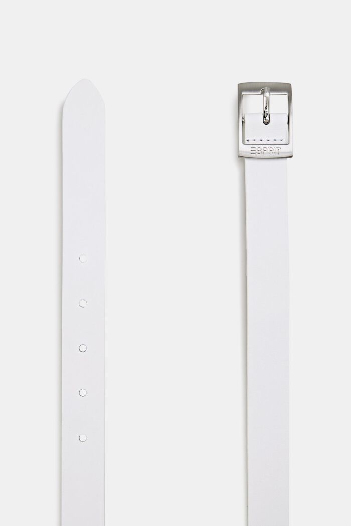 En piel: cinturón fino de estilo sencillo, WHITE, detail image number 1