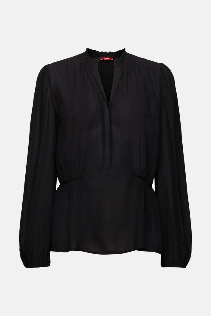 Blusa de crepé con escote en pico, BLACK, detail image number 6