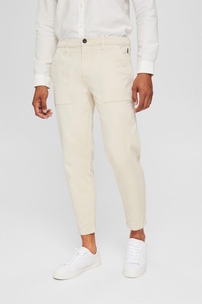 Pantalón tobillero de sarga con bolsillos grandes, SAND, detail image number 0