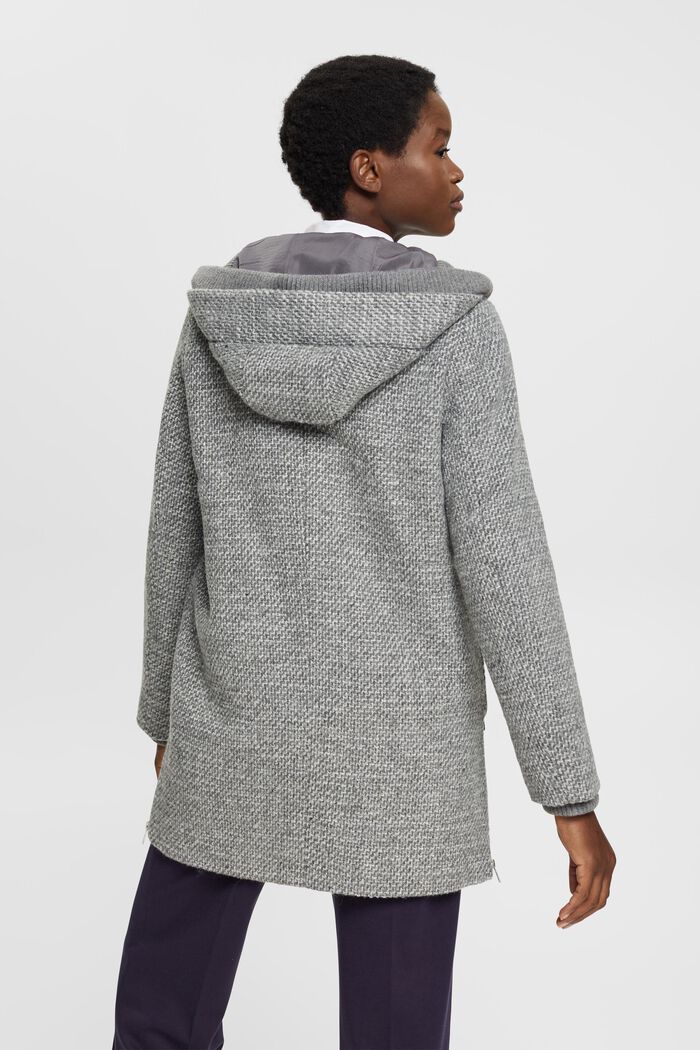 Abrigo bicolor en mezcla de lana, LIGHT GREY, detail image number 3