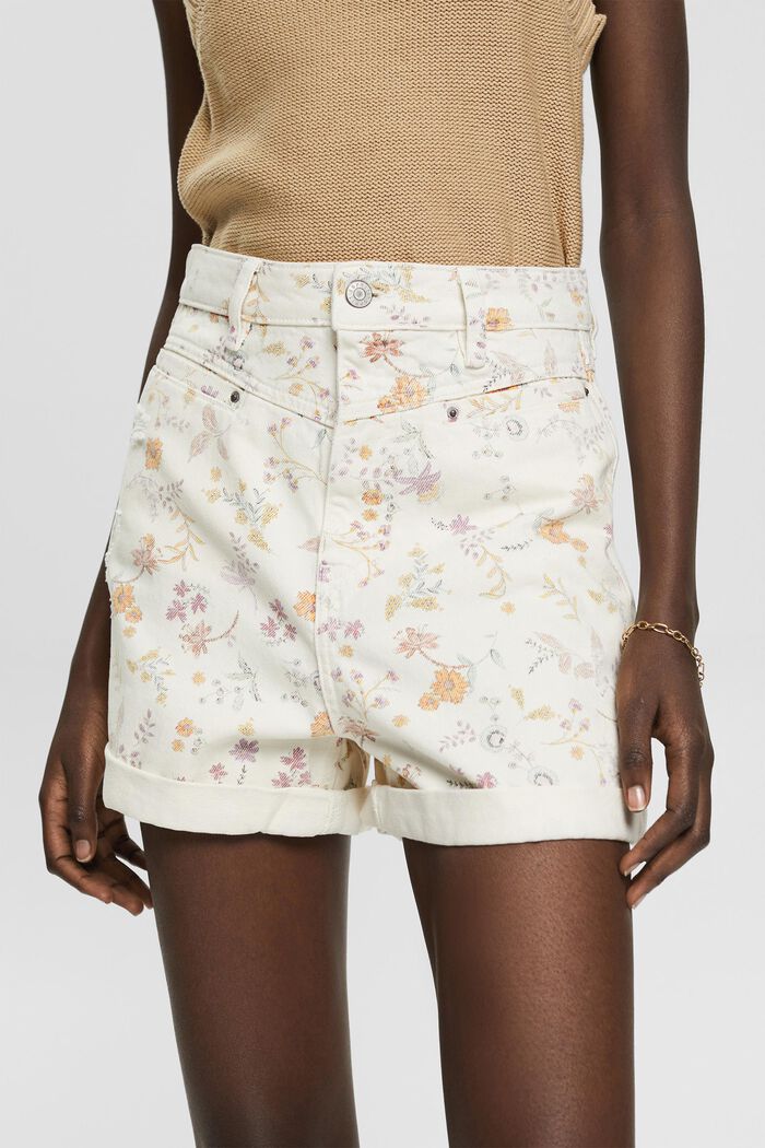 Shorts con diseño de flores, CREAM BEIGE, detail image number 4