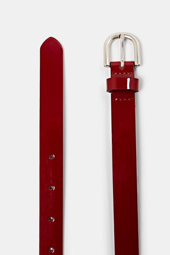 Cinturón reversible fino de polipiel brillante, DARK RED, detail image number 1