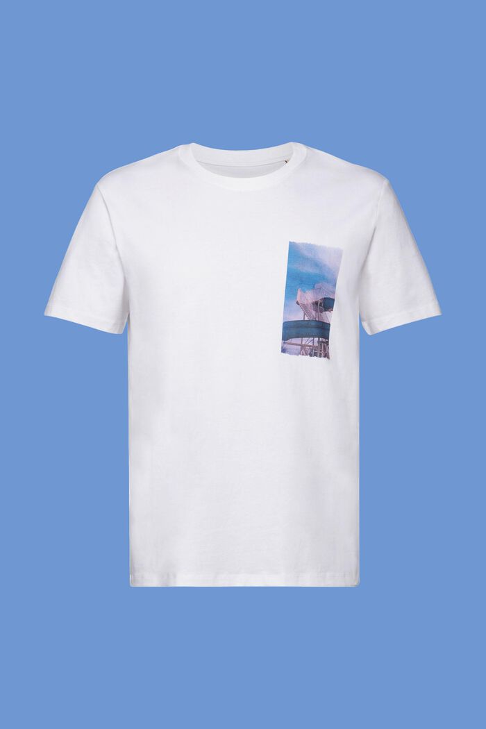 Camiseta con estampado en el pecho, 100% algodón, WHITE, detail image number 6