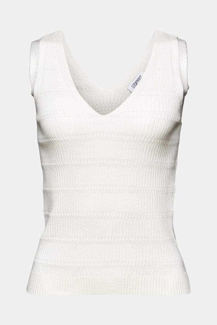 Top jersey con cuello pico, OFF WHITE, detail image number 5