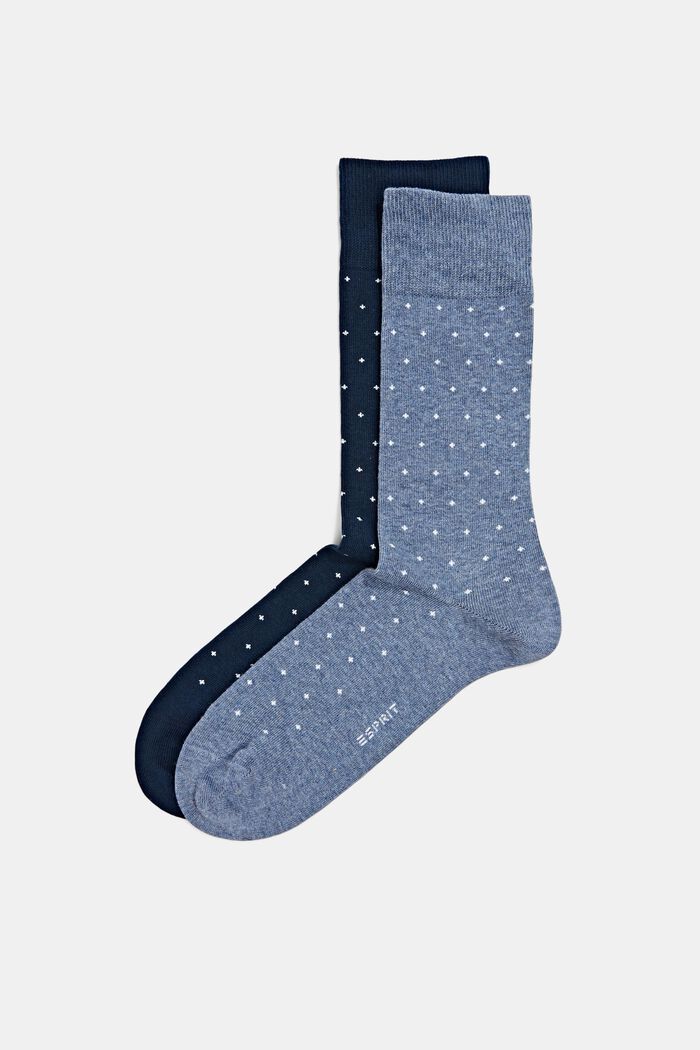 Pack de 2 pares de calcetines de punto a lunares, NAVY/BLUE, detail image number 0