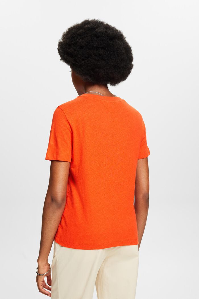 Camiseta de algodón y lino, BRIGHT ORANGE, detail image number 3