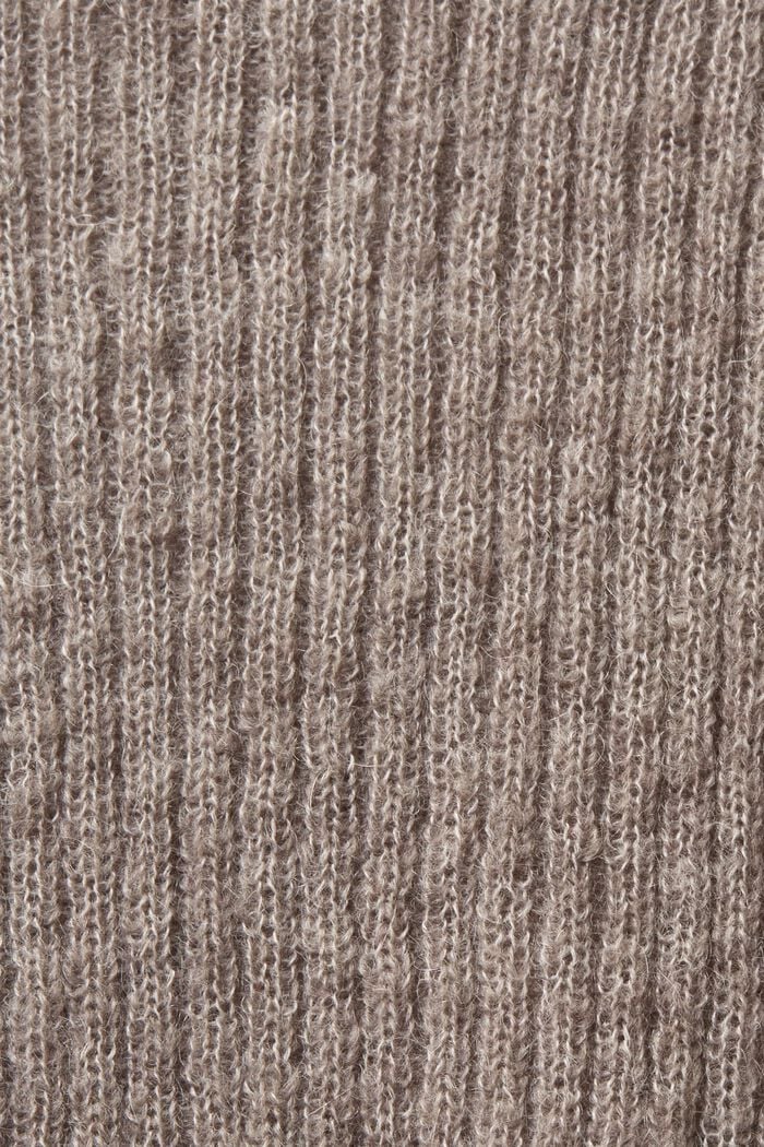 Jersey de punto trenzado con cuello alto, BROWN GREY, detail image number 7