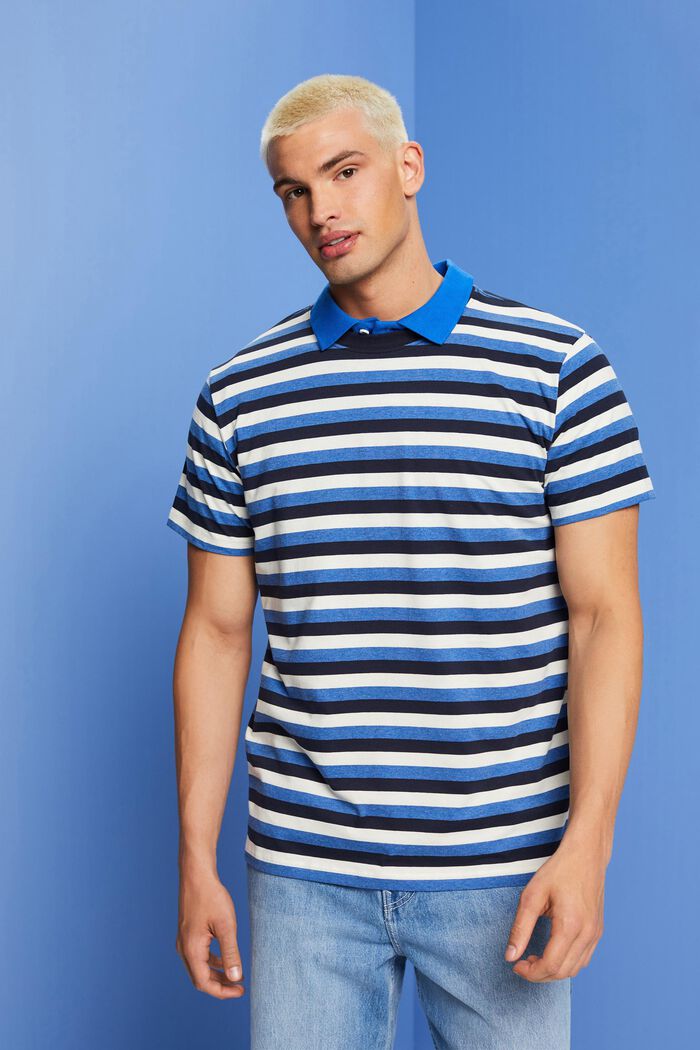 Camiseta a rayas en tejido jersey de algodón, NAVY, detail image number 0