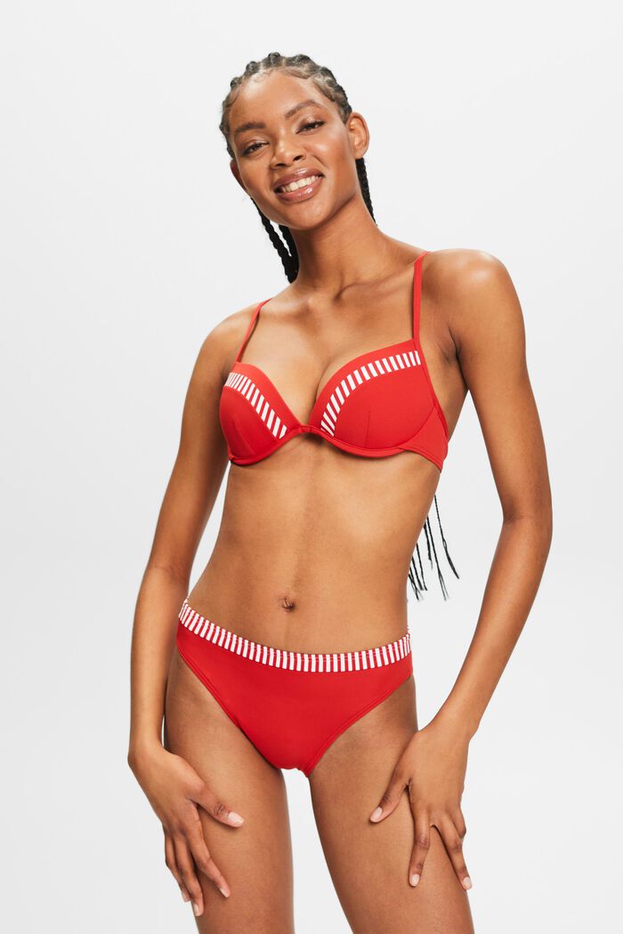 Top de bikini estampado con relleno y sin aros, DARK RED, detail image number 0