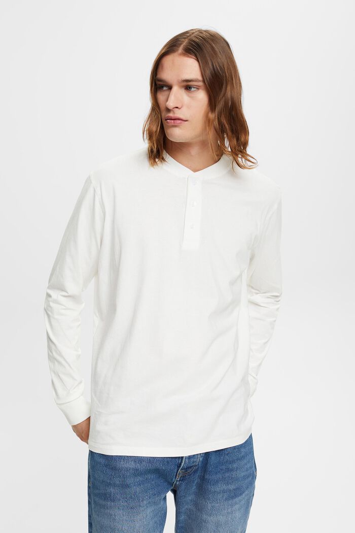 Camiseta de manga larga con botones, OFF WHITE, detail image number 0
