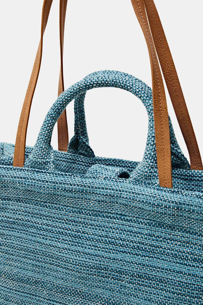 Bolso shopper con diseño multicolor, TEAL GREEN, detail image number 1