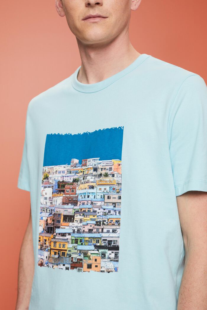 Camiseta de punto estampada, 100% algodón, LIGHT TURQUOISE, detail image number 2