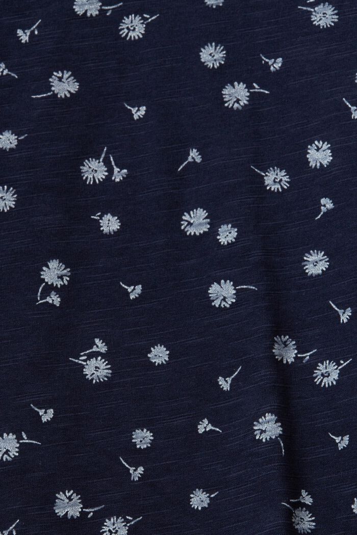 Camiseta floral con los bordes enrollados, NAVY, detail image number 5
