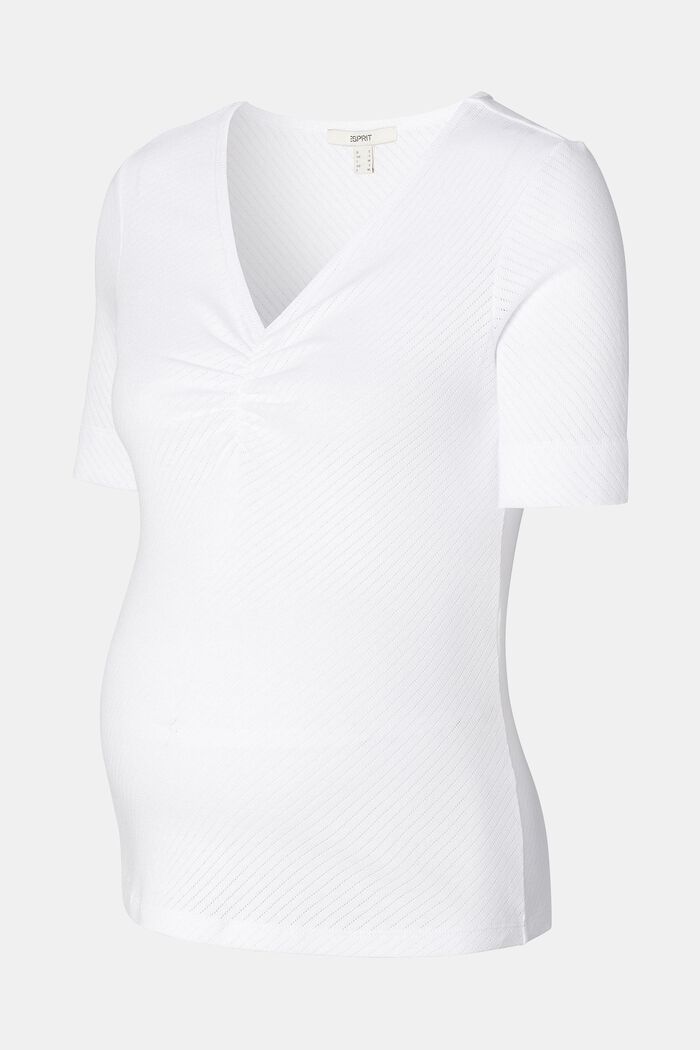 Camiseta de punto pointelle de algodón ecológico, BRIGHT WHITE, detail image number 4