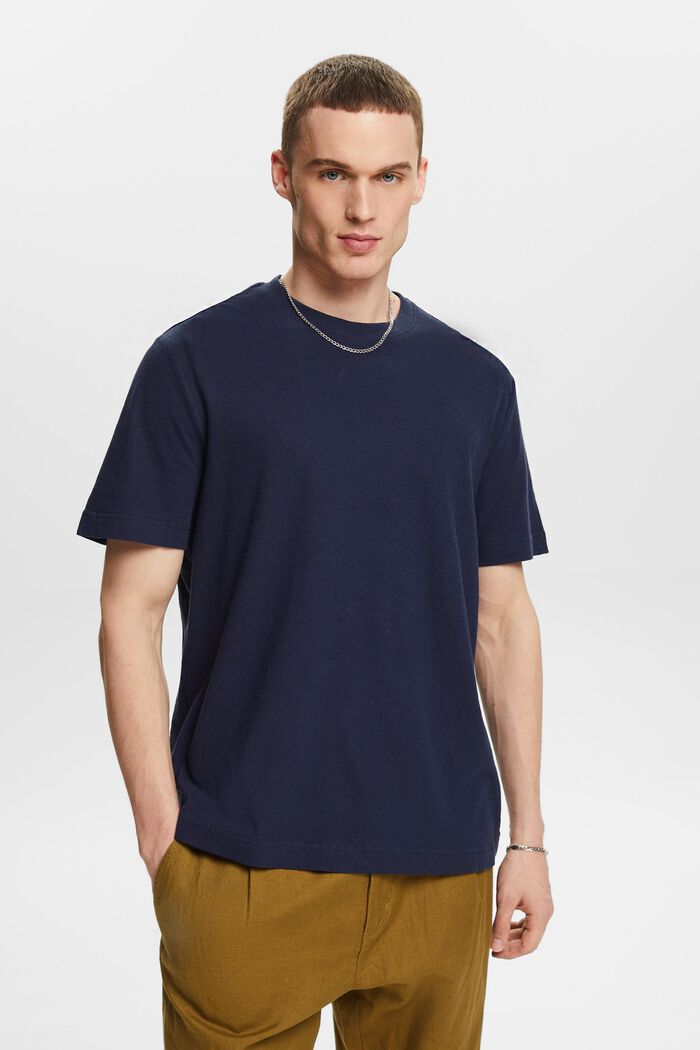 Camiseta de algodón y lino, NAVY, detail image number 4