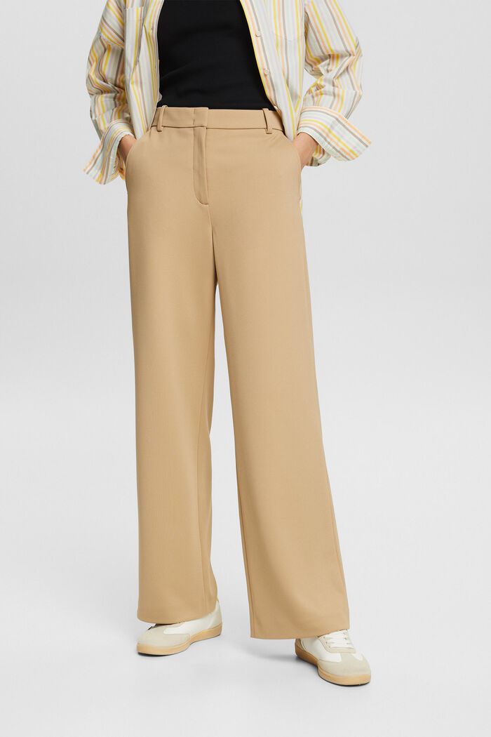 Pantalón de sarga ancho, BEIGE, detail image number 0